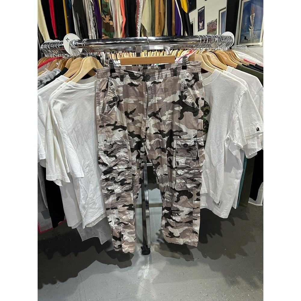 Vintage 90s PJ Mark Pink Gray Camo Camouflage Cargo Pants Size 38